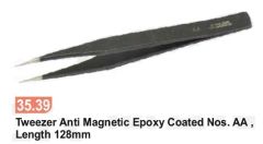 Антимагнитный пинцет с черным эпоксидным покрытием AA (128мм.)
